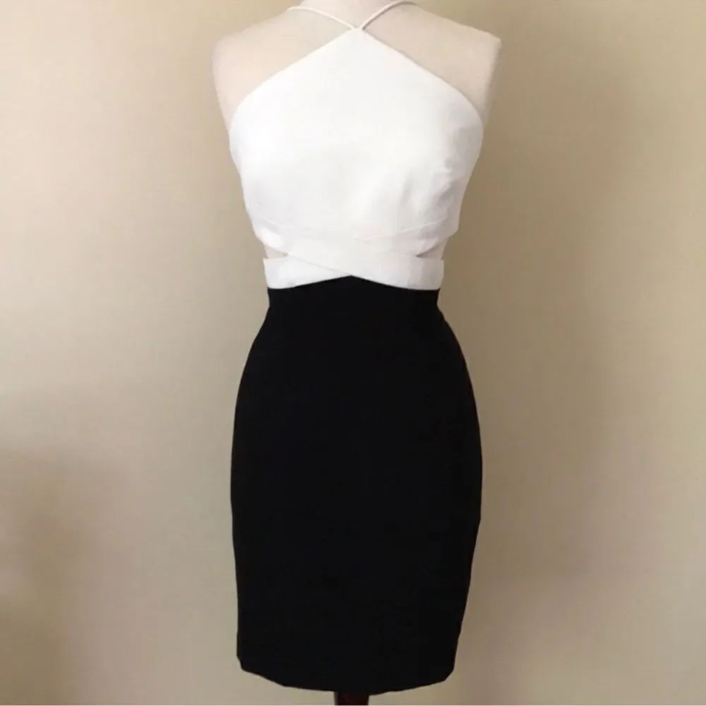 Aidan Mattox Colorblock Crepe Cocktail Dress NWT